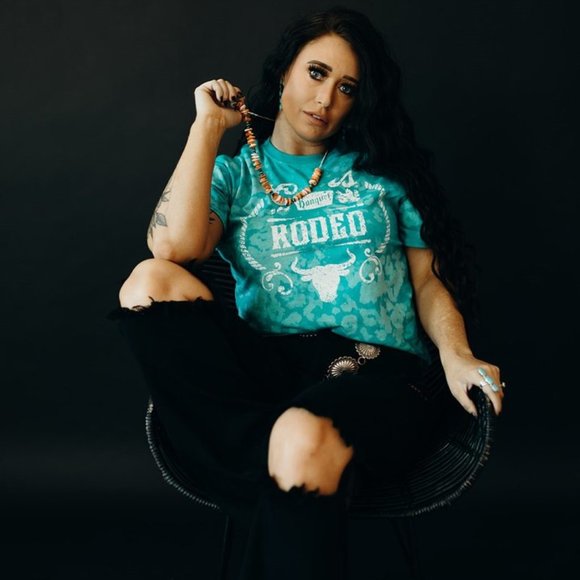 TEAL Rodeo Hand Bleached Leopard Dye Tee - Picture 7 of 10